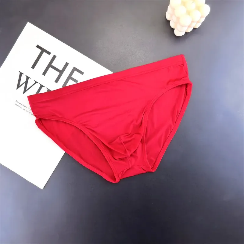 Business Men Ice Silk Briefs Quick Dry Seamless Nylon Male U Pouch Convex Underwear Sexy Plus Size Underpants Lingerie — image 2
