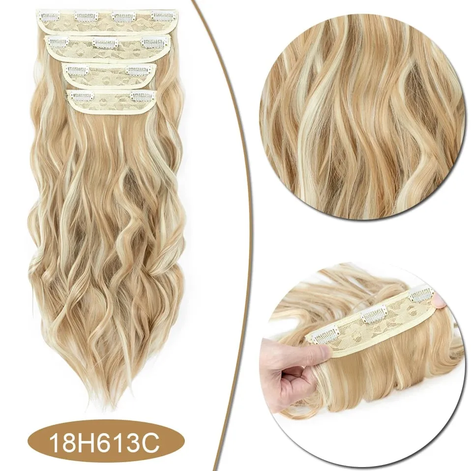 S-noilite Synthetic Hair 22inch Clips In Hair Extensions Long Wavy Clip In Hair Thick Double Weft 4Pcs/set Hairpieces For Women — image 20