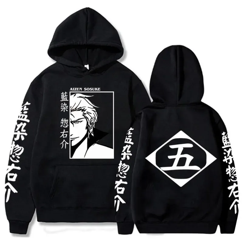 Japan Anime Bleach Aizen Sosuke Manga Cosplay Hoodies Pullovers Tops Man Woman Long Sleeve Clothes Cartoon Hoodies Sweatshirt