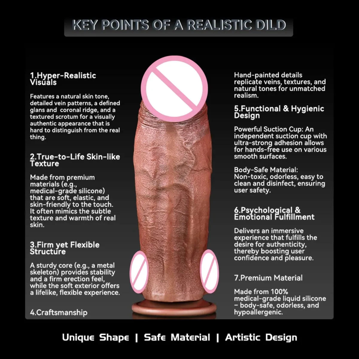 Realistic Dildo Lifelike Skin Texture Firm Core Design Ultimate Satisfaction Adult Toy — image 4