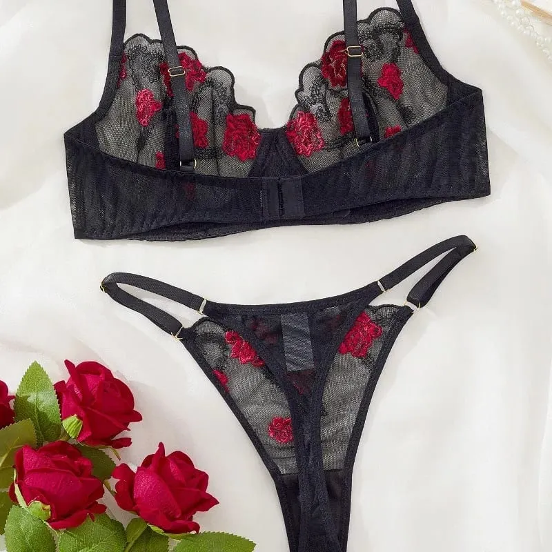 Ladies Vest Style Embroidered Lingerie Set Comfort Breathable Support Bra Underwear 2‑Piece Set For Daily Wear — image 4