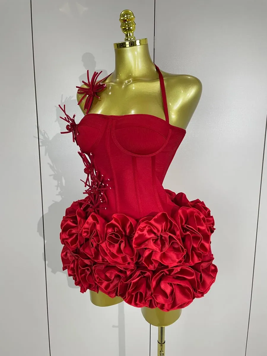 Sexy Halter Prom Gown Celebrity Club Tweedelige Set Cocktail Elegante Damesmode Luxe Verjaardagsfeestje Rood Zwart Bandage Outfit — image 2