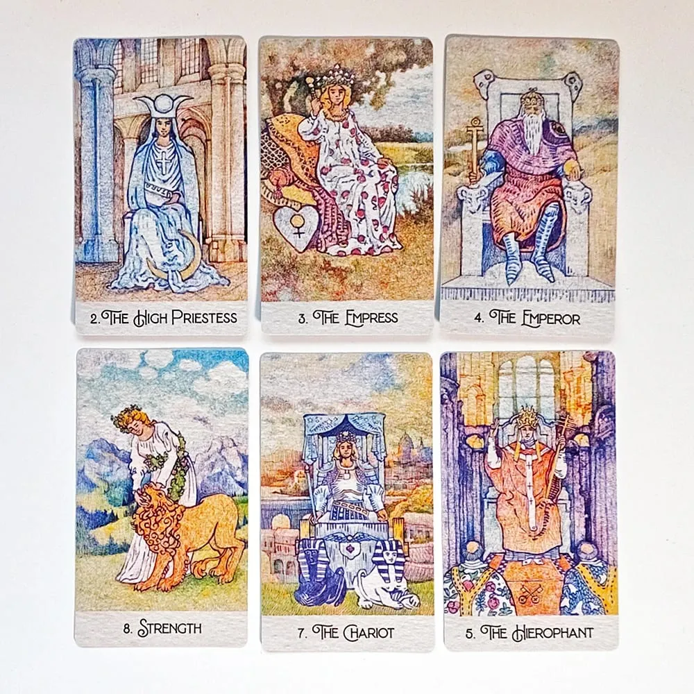 Trykt på 350GSM dobbeltpræget karton 12*7 cm Genopdaget klassisk tarotkort 78 stk. tarotkort tegnet med kuglepenne — image 5