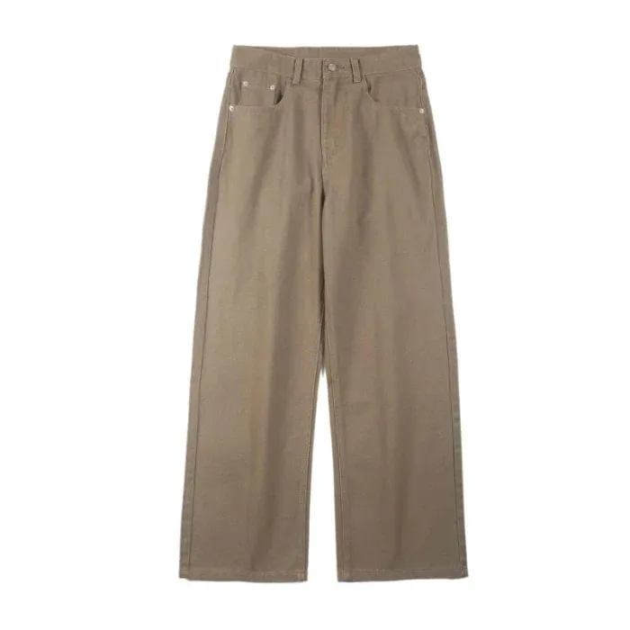 100% Cotton Men's Baggy Straight Jeans Comfortable Soft Casual Pants Fashion Korean White Brown Denim Trousers Male Clothing — image 11