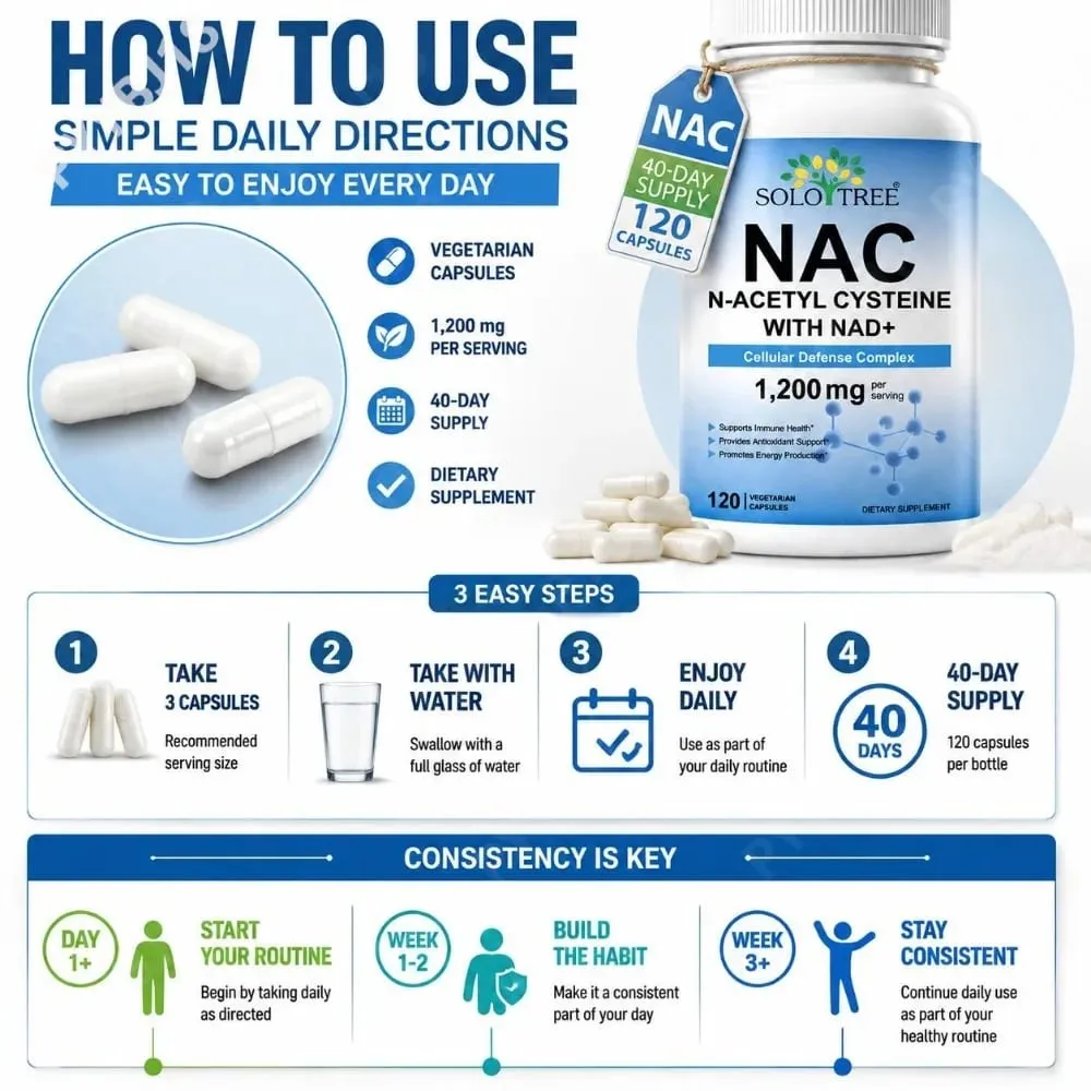 NAC 1150mg NAD+ 50mg Capsules Cellular Defense Complex for Antioxidant Support Immune Health & Energy Production Non‑GMO 120 Ct — image 5
