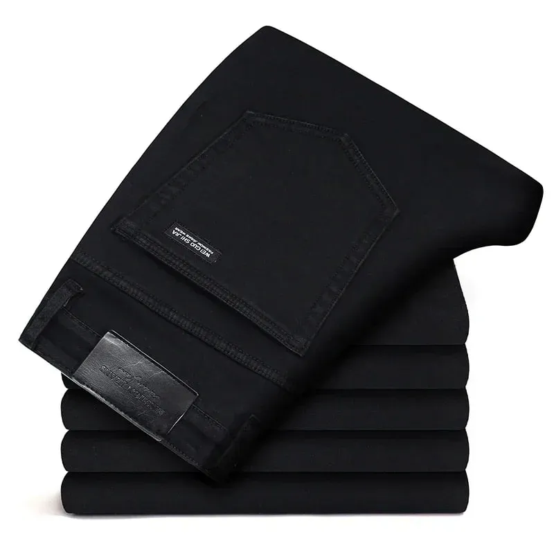 2026 New Men's Stretch Regular Fit Jeans Business Casual Classic Style Fashion Denim Trousers Male Black Blue Gray Pants — image 3