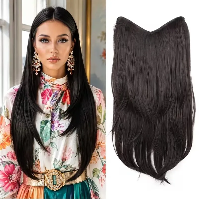 22Inch Synthetic Long Straight Multi Layer Hair Extension BB Clip Style Fiber Hairpiece for Women Daily Wear Confident Elegant — image 12