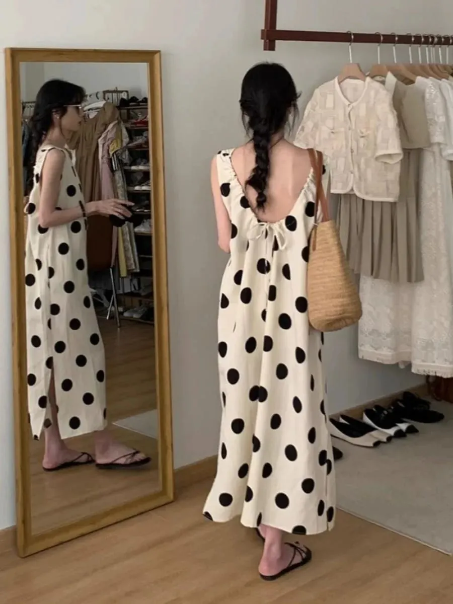 plus Size Casual Lazy Style Design Long Loose Cover up Backless Dress 300 Pounds Vest Skirt for plus Size Women Summer Wear — image 5