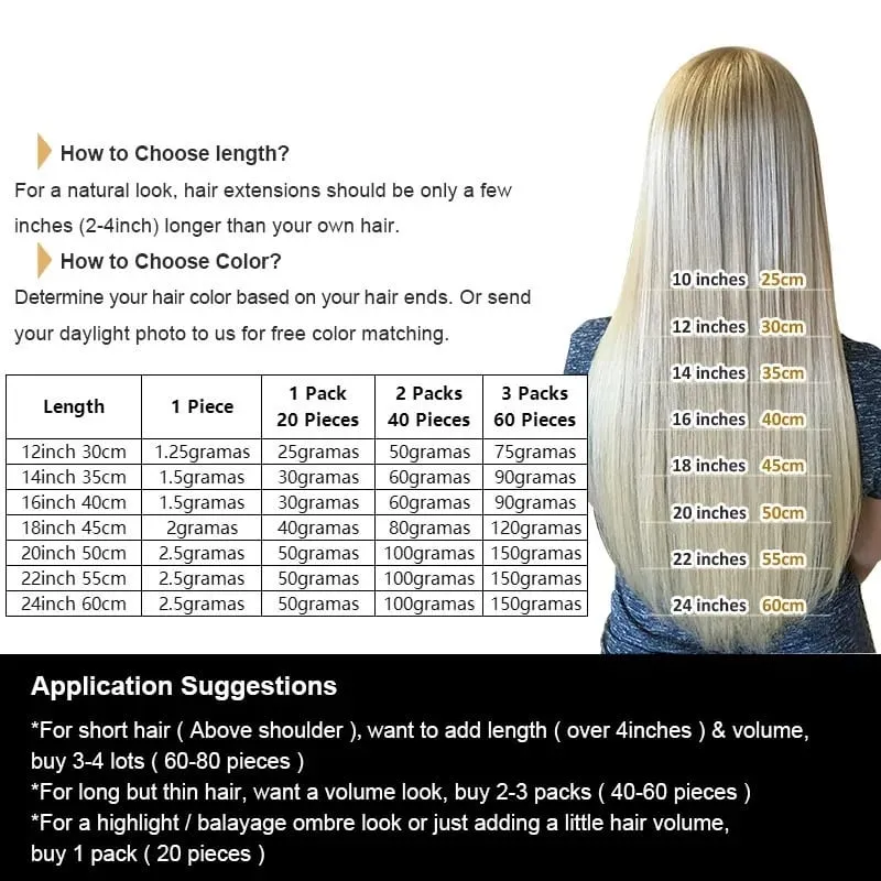 20PCS 12-22inches 30g/pack Tape in Hair Extensions Human Hair Seamless Tape Hair Extensions Skin Weft PU Tape On Hair — image 4