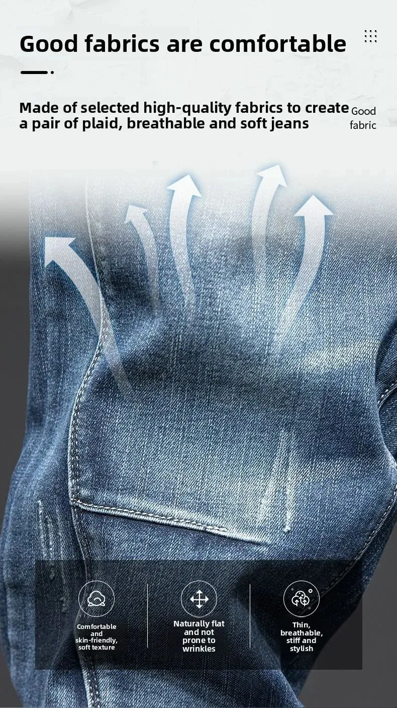 Splejsning Elastik Stor størrelse Løse elastiske jeans Mænds efterår Koreansk trendbukser Mænds Harlan denimbukser Mænd Bootcut jeans — image 7
