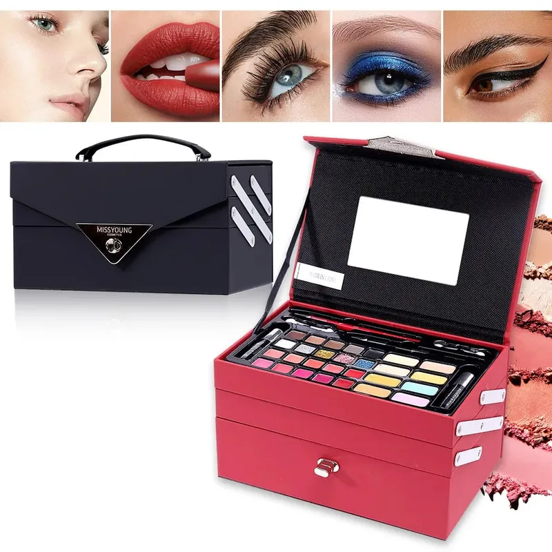 Set Hadiah Solek untuk Wanita Kit Penuh Semua dalam Satu Solek Serbuk Kening Gincu Lip Gloss Berus Shimmer Glitter Eye Shadow Palet — image 2