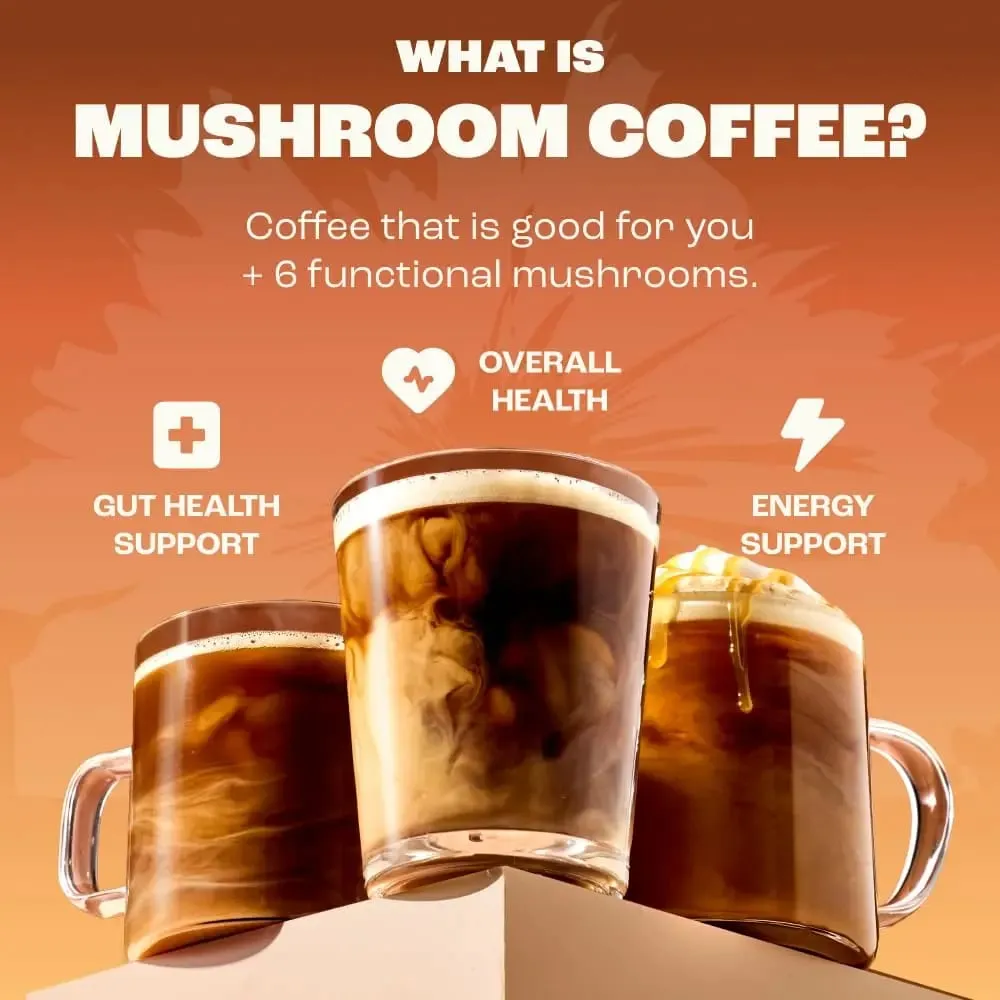 Medium Roast Instant Coffee Powder Mushroom Coffee for Energy Focus Digestion Immunity