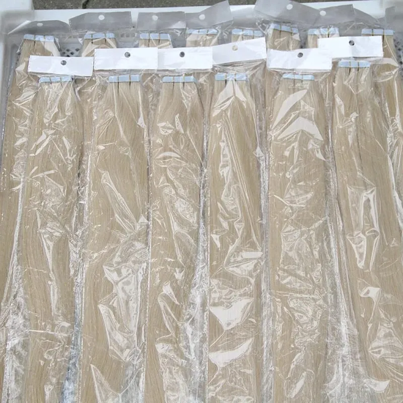 Tape In Straight Human Hair Extensions Remy Virgin Hair Adhesive Extensions Skin Weft #60 Blonde 24 26 28 30INCH Hair For Women — image 4