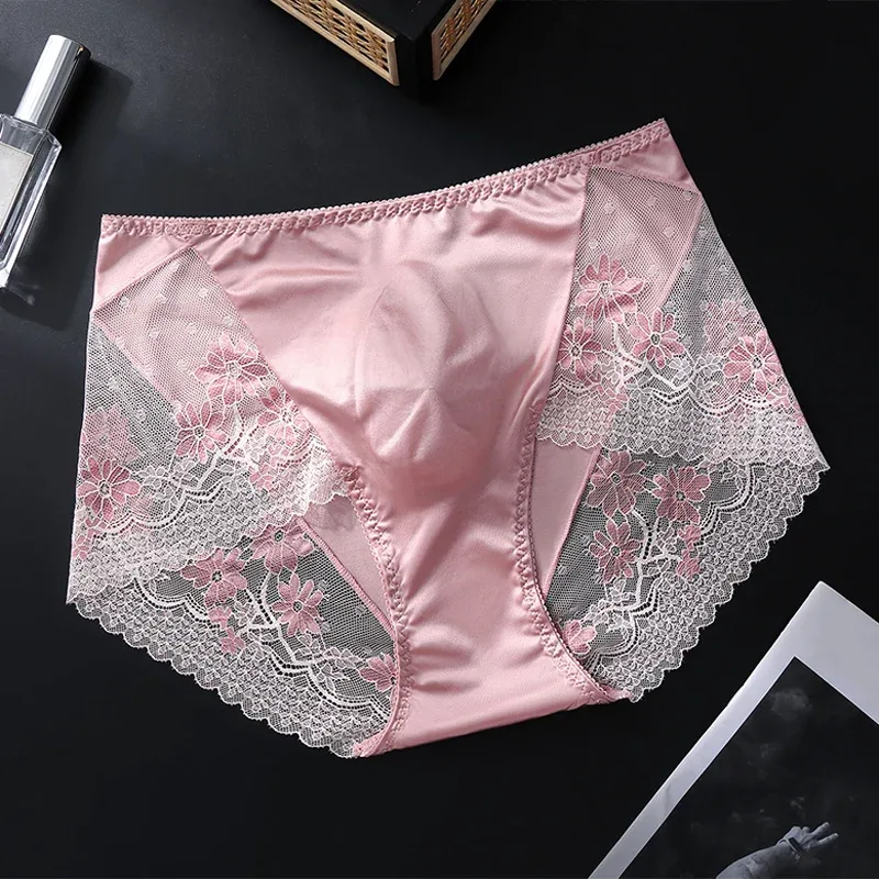 Men Satin Ice Silk Triangle Underwear 3D Pouch Low‑Waist Briefs Side Lace Breathable Soft Sexy Male Plus Size Intimate Shorts — image 8