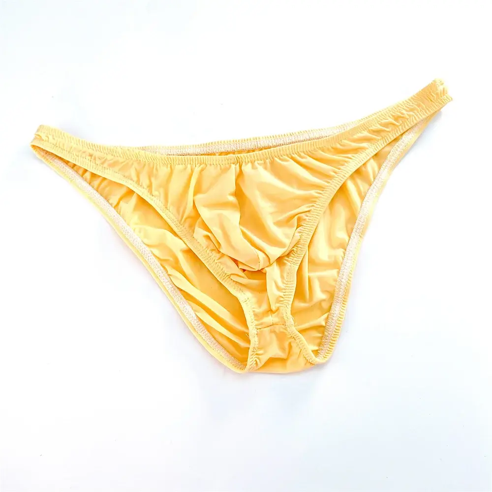 Solid Color Nylon Briefs Men Big Bulge Sexy Underwear Translucent Ice Silk Low Waist Bikini Panties U Convex Male Panties — image 8