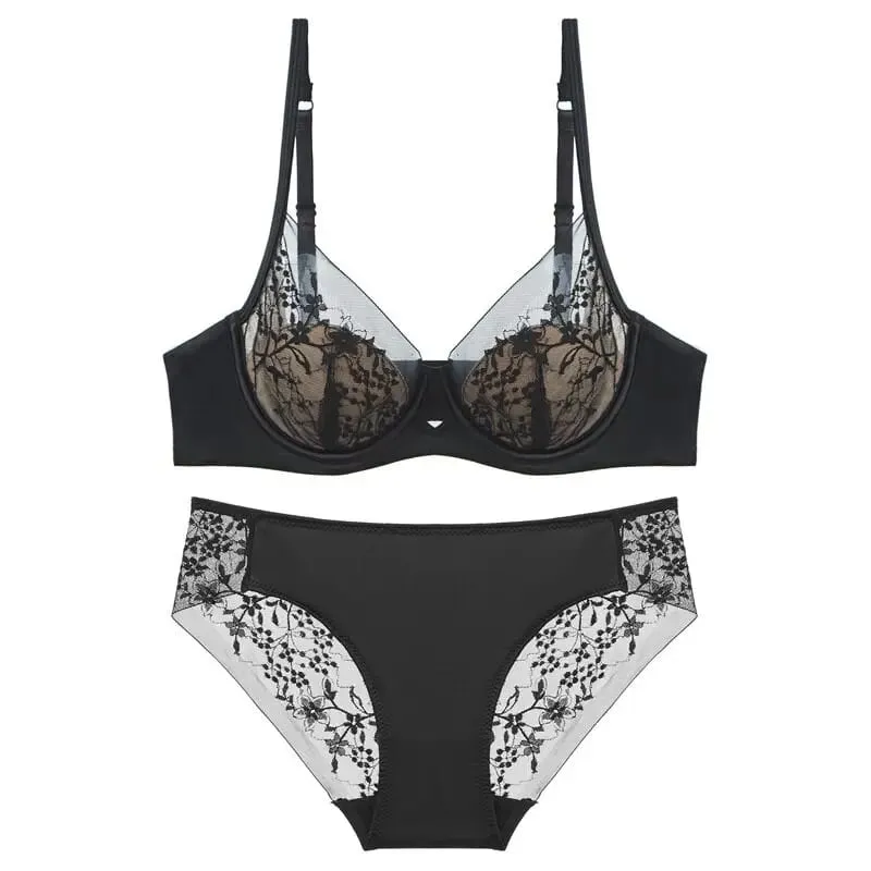 Red Lace Lingerie Set Thin Cup Minimizer Bra Panty Kit Comfort Intimates For Big Bust 32‑38 Festive Women Underwear — image 10