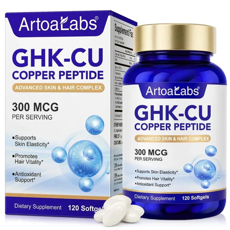 ArtoaLabs GHK-Cu Copper Peptide 300mcg Supplement Advanced Skin Hair Complex with Hyaluronic Acid Biotin Daily Wellness Adluts