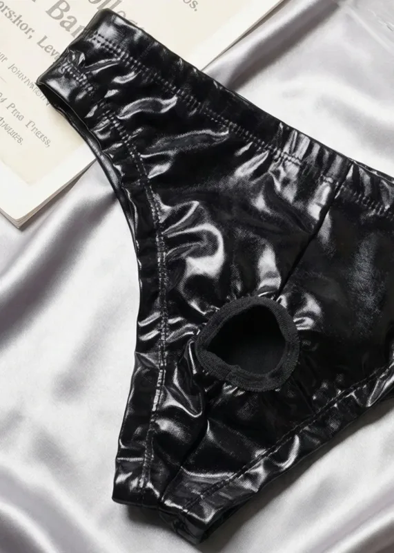 1Pc Men's PU Leather Triangle Pants, Crotch Hollow Sexy Triangle Underwear, Boxing Fitness, Adult Novelty, Sweet Gift — image 4
