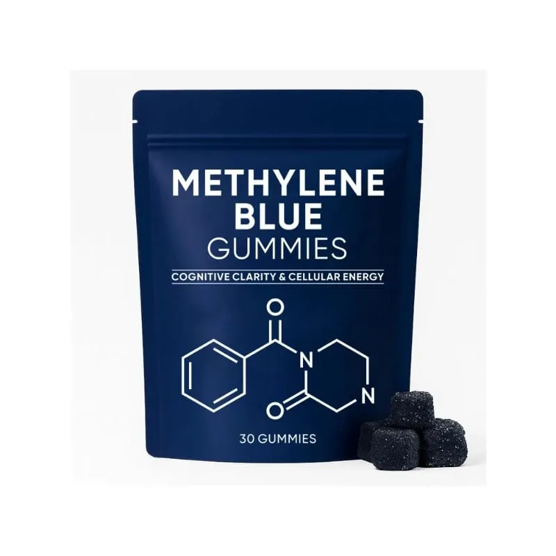 Methylene Blue Compound Gummies 5mg 30/60 Ct Blueberry Flavor for Sustained Energy Mental Clarity & Mood Cellular Support