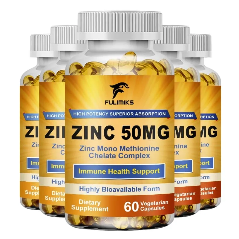 Premium Pure Zinc Capsules 50 mg Supplement High Absorption Boosts Immune Antioxidant Skin Cognitive Health