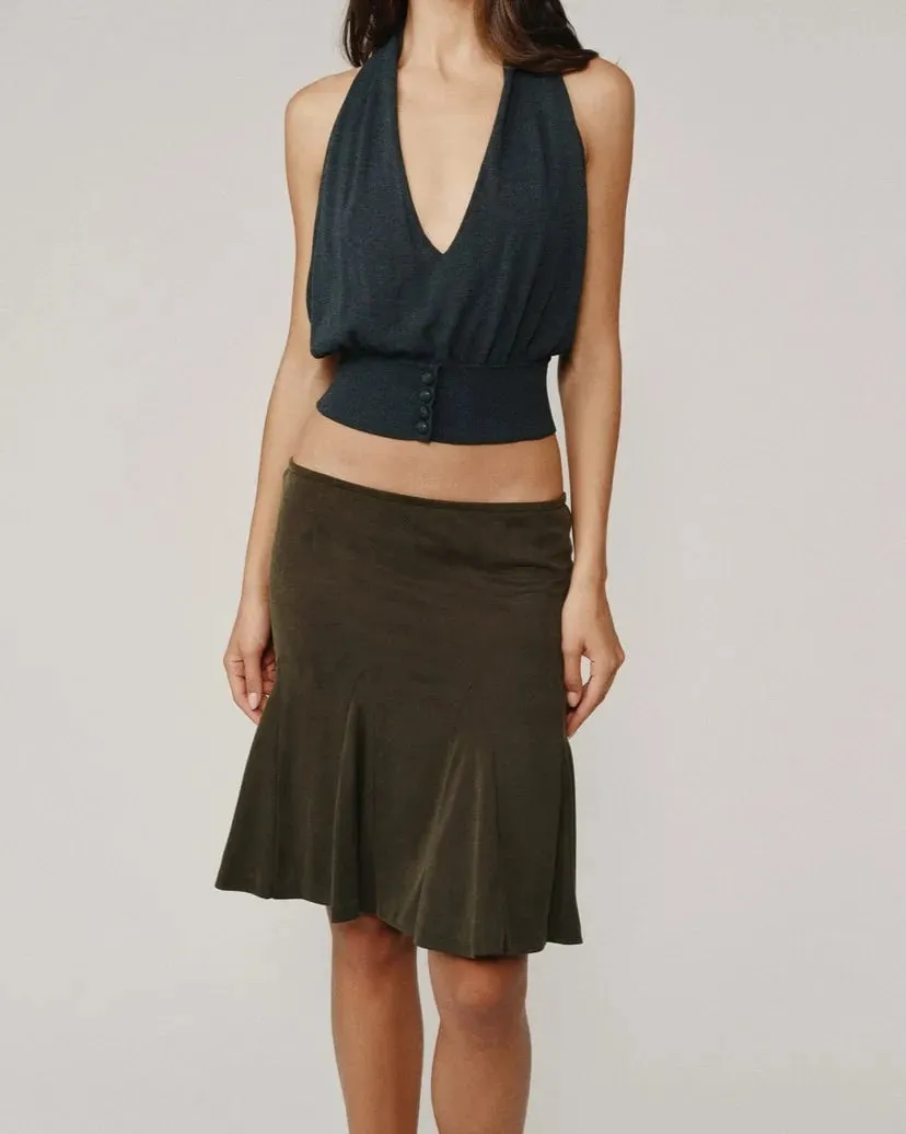 Wj Deep V Halter Neck Backless Knit Vest Waist-Cinching Short Sleeveless Top Backless Buttoned Waist-Cinching Short Knit Outerwear Top V-Neck Backless Top with Straps Short Knit Halter Neck Vest — image 7