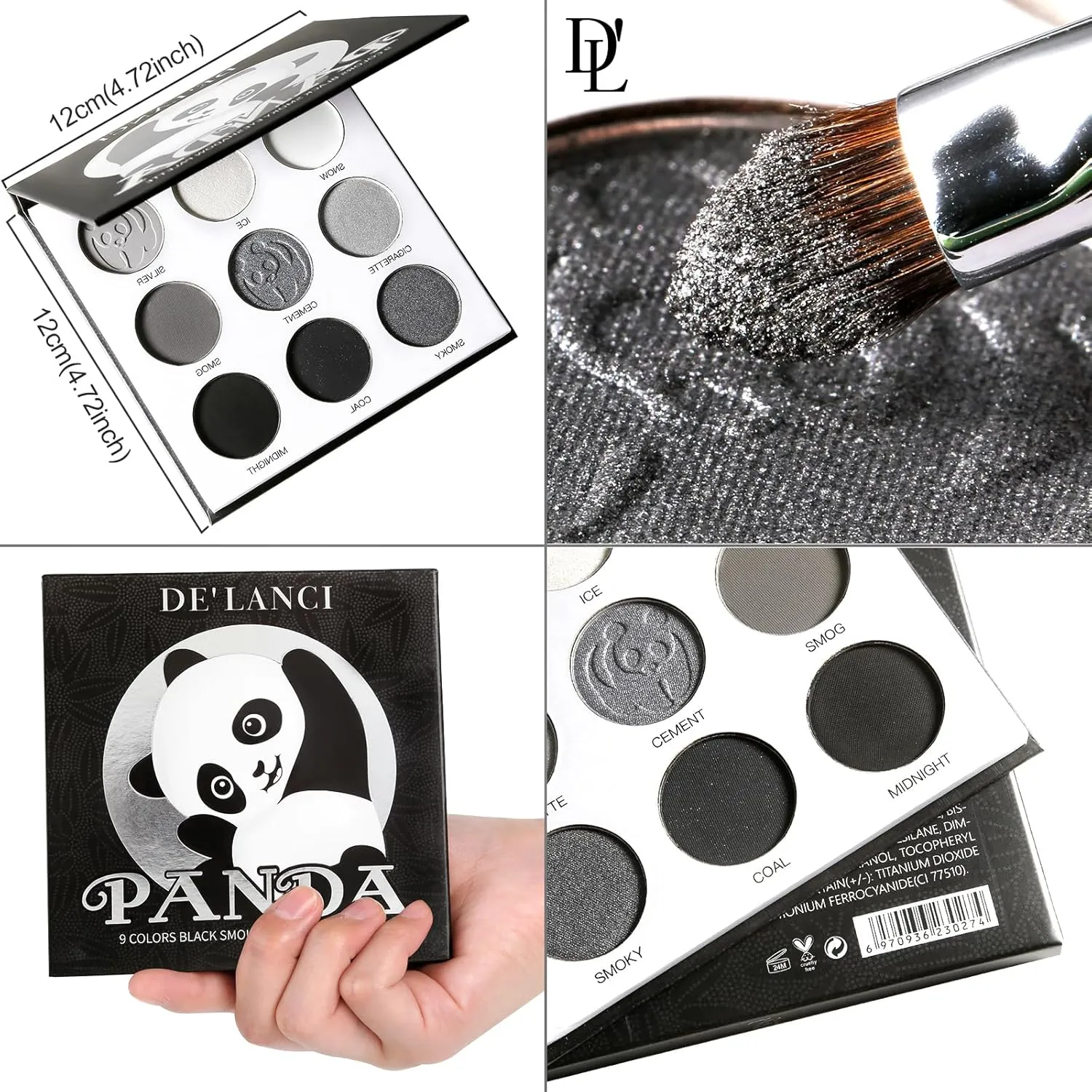 Eyeshadow Palette 9 Colors Grey Black Matte Shimmer Pearly Eye Shadow Goth Punk Smoky Fine Flash Lasting Eye Makeup — image 3