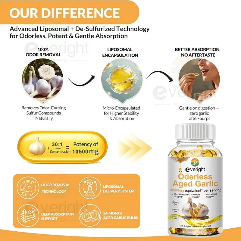 Aged Garlic Extract Capsules – Odorless Formula with Magnesium Chromium B1 & B9 – Supports Immune Heart & Cardiovascular Heal — image 5