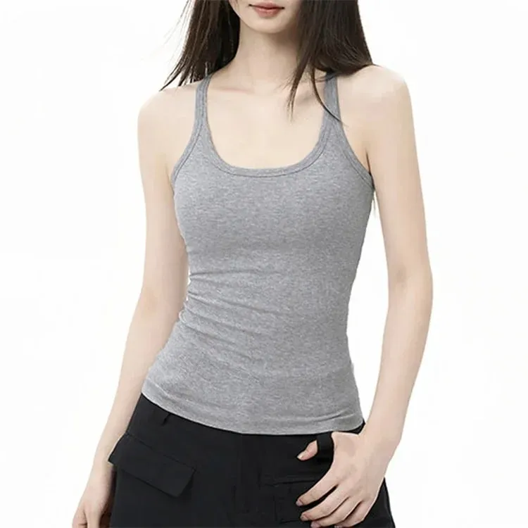 Zjaiss Elegant Knit Summer Tank Top Korean Slim Solid U Neck Women Cami Soft Ribbed Basic Layering Vest Fashion Ladies Top — image 10