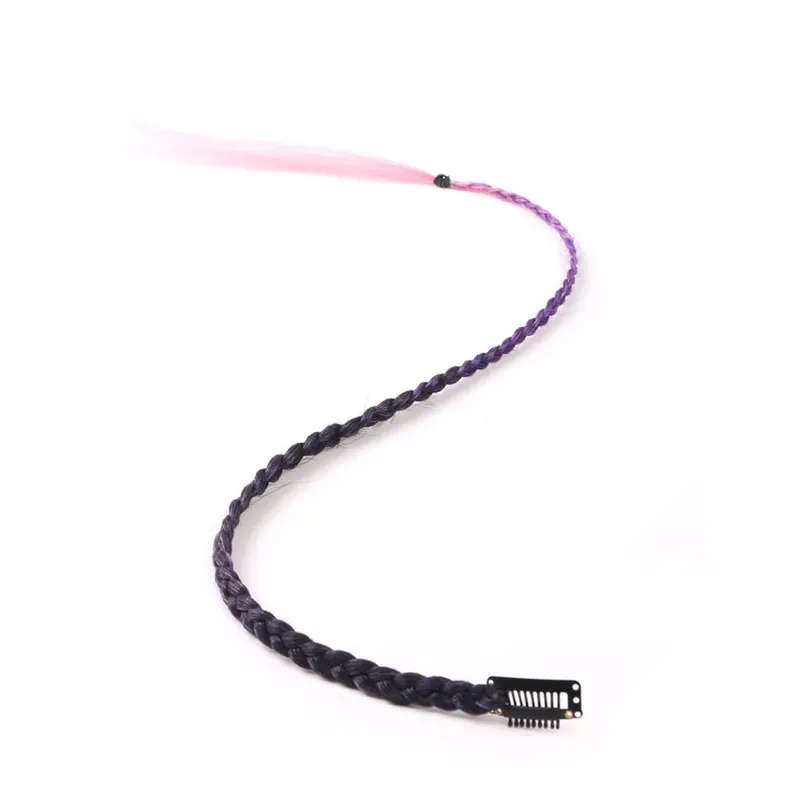Estensioni clip-in sintetiche da 5 pezzi / lotto per le donne Coda di cavallo Arcobaleno Estensione dei capelli treccia 22 '' Ombre Parrucchino Treccia con clip — image 16