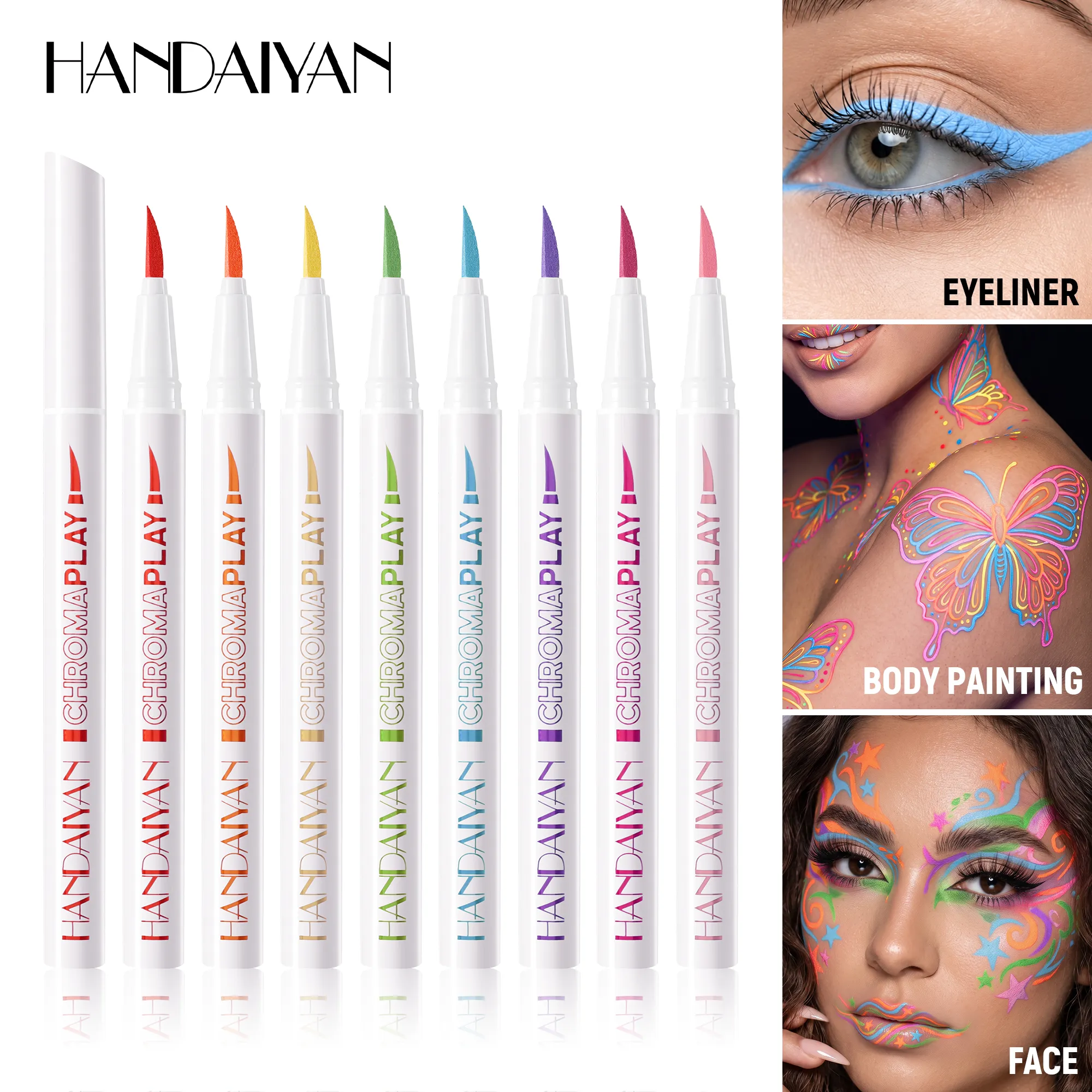 Liquid Eyeliner Pencil Waterproof Quick Drying Painting Pen Long-lasting Colorful Matte Eye Liner Pen Makeup Halloween Cosmetics