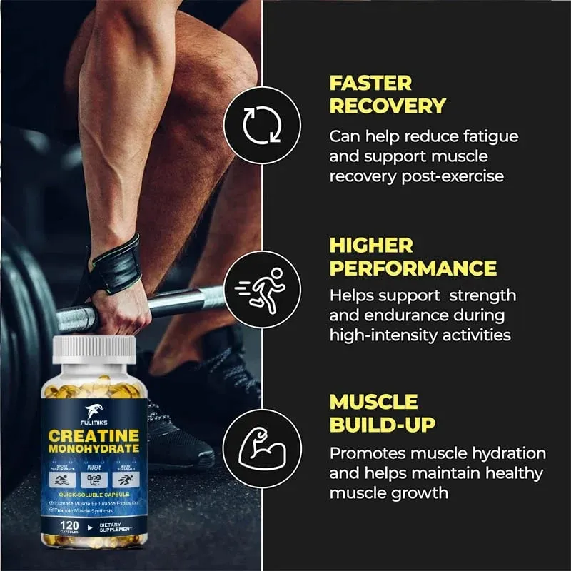 Buy 2 Get 2 Free! Premium Creatine Monohydrate Capsules Support Muscle Growth Strength Gains & Exercise Performance Men