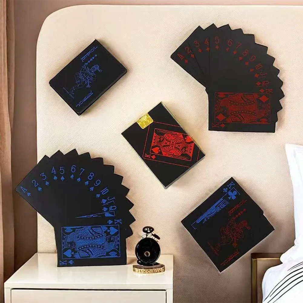 Playing Cards Game Poker Cards Board Child Kid Toy Waterproof Plastic PVC Black Blue Red Yellow Green Deck Card High-end Classy — image 3