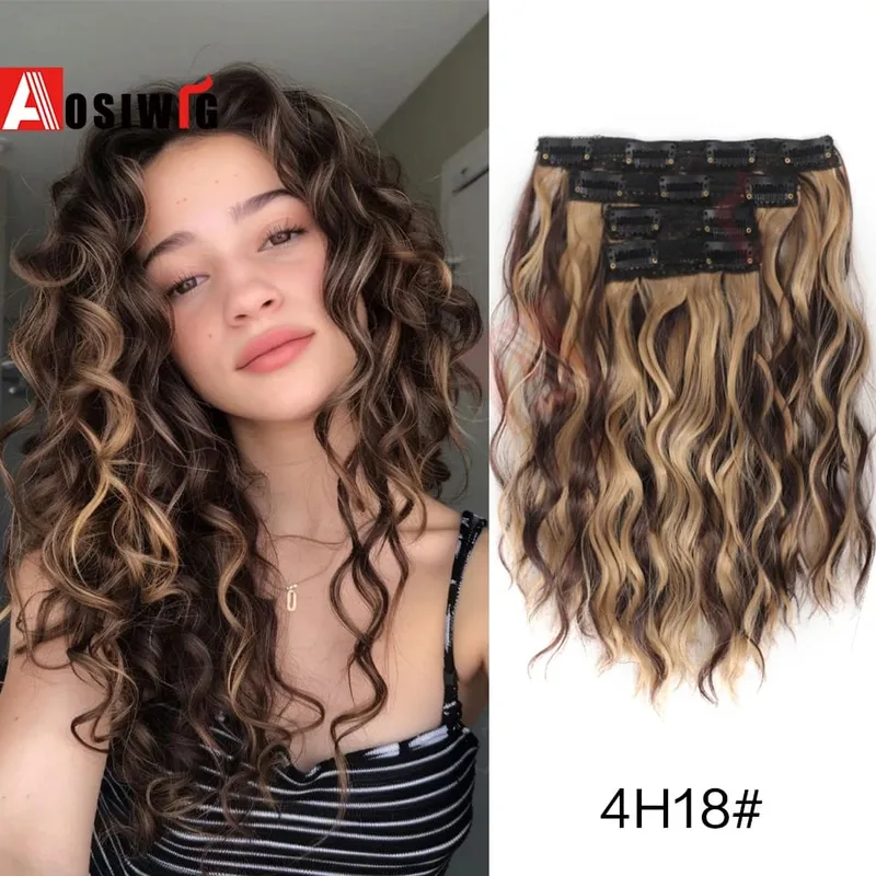 Synthetic 11 Clips Clips in Hair Extensions Long Curly Hairstyle Black Blonde Hairpieces Heat Resistant False Hair Daily Use — image 14