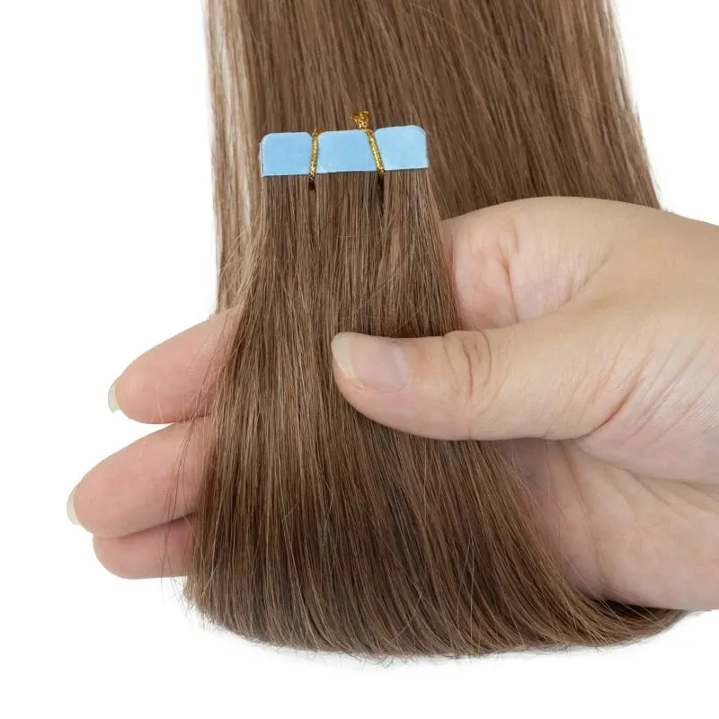 Mini Tape In Hair Extensions Human Hair PU Skin Weft Machine-Remy Straight Tape in Extensions 10pcs For Side Hair Tape ins