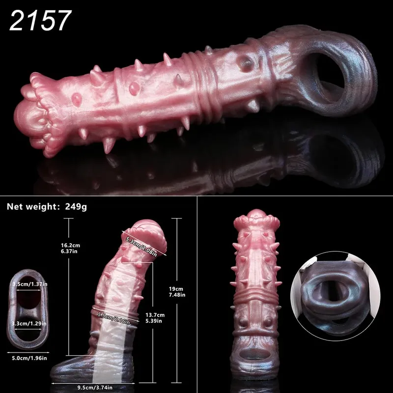 Soft Dog Knot Penis Sheath Fantasy Horse Dildo Sleeve Delay Ejaculation Ring Male Dick Girth Enlarger&Extender Sex Toy — image 8