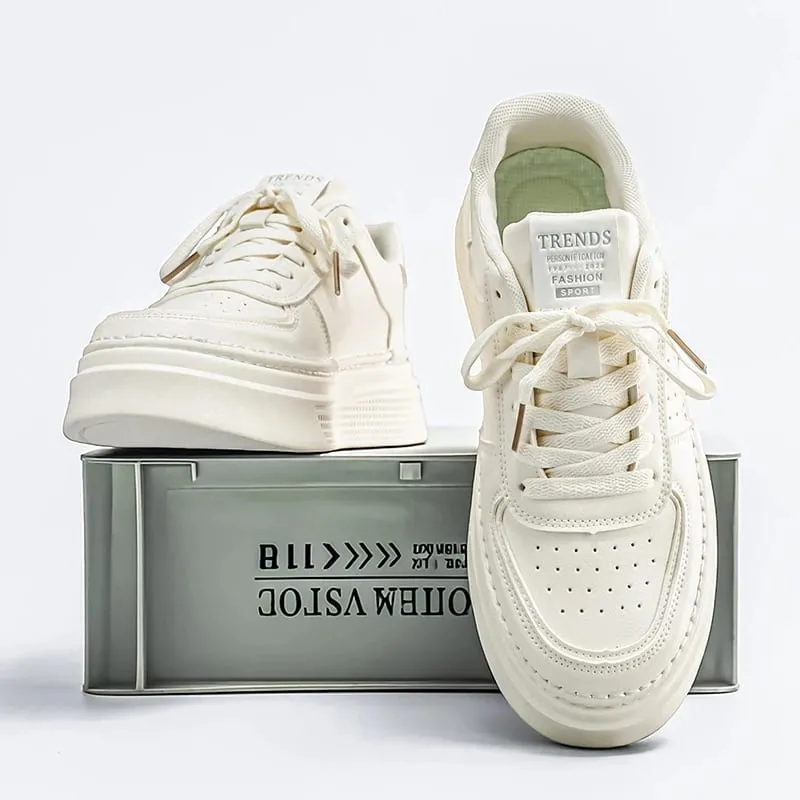 Men Casual Sneakers Breathable Trendy Mating White Comfortable Non-slip Daily Walking Thick Soled Height Increasing Sports Shoes — image 5