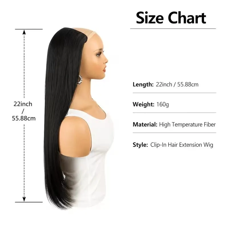22Inch Synthetic Long Straight Multi Layer Hair Extension BB Clip Style Fiber Hairpiece for Women Daily Wear Confident Elegant — image 3