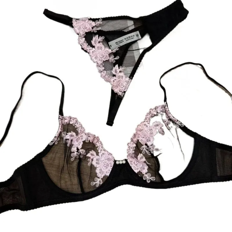 Nouveau Modèle Ensemble Soutien Gorge Culotte Dentelle Ultra Fine Brodée Femme Push Up Sans Couture Confortevole Lingerie Intime — image 6