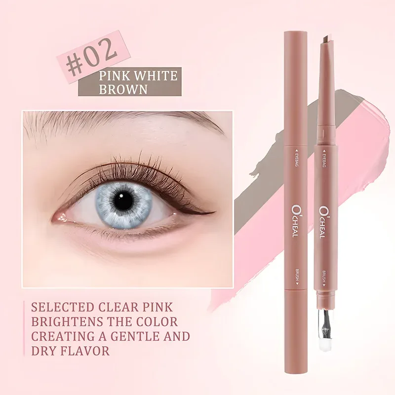 Double-ended Lying Silkworm Pen Natural Matte Shimmer Highlighter Stick Long Lasting Eye Brightener for Bigger Eyes Makeup