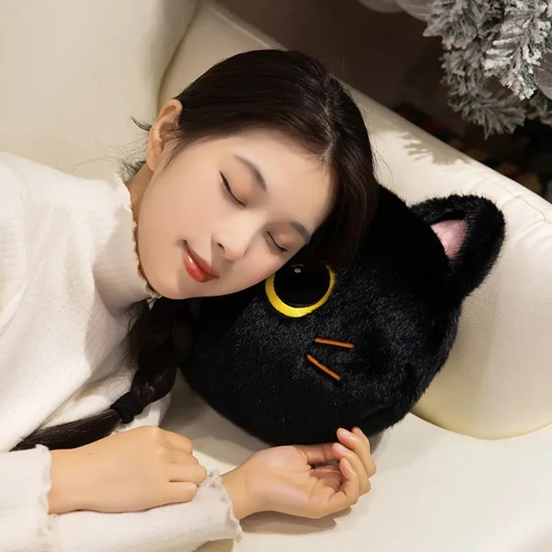 Original plush toy black cat official large doll throw pillow plush toy cute and adorable sofa cushion office throw pillow — image 5