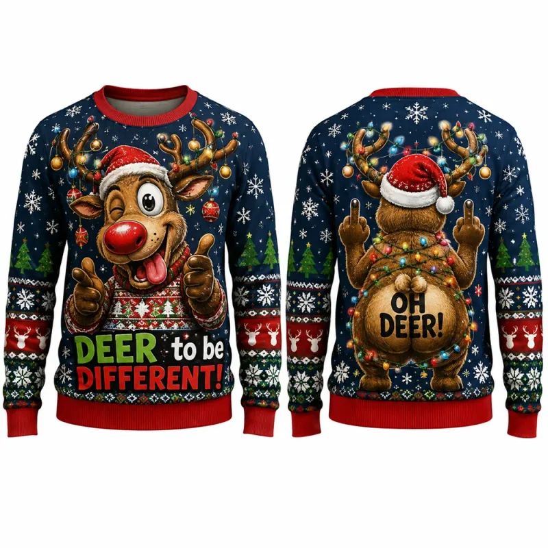 Lets Get Blitzened Reindeer Christmas Sweatshirt 3D Print Crewneck Unisex New Funny Ugly Xmas Party Holiday Jumper Autumn Wear — image 11