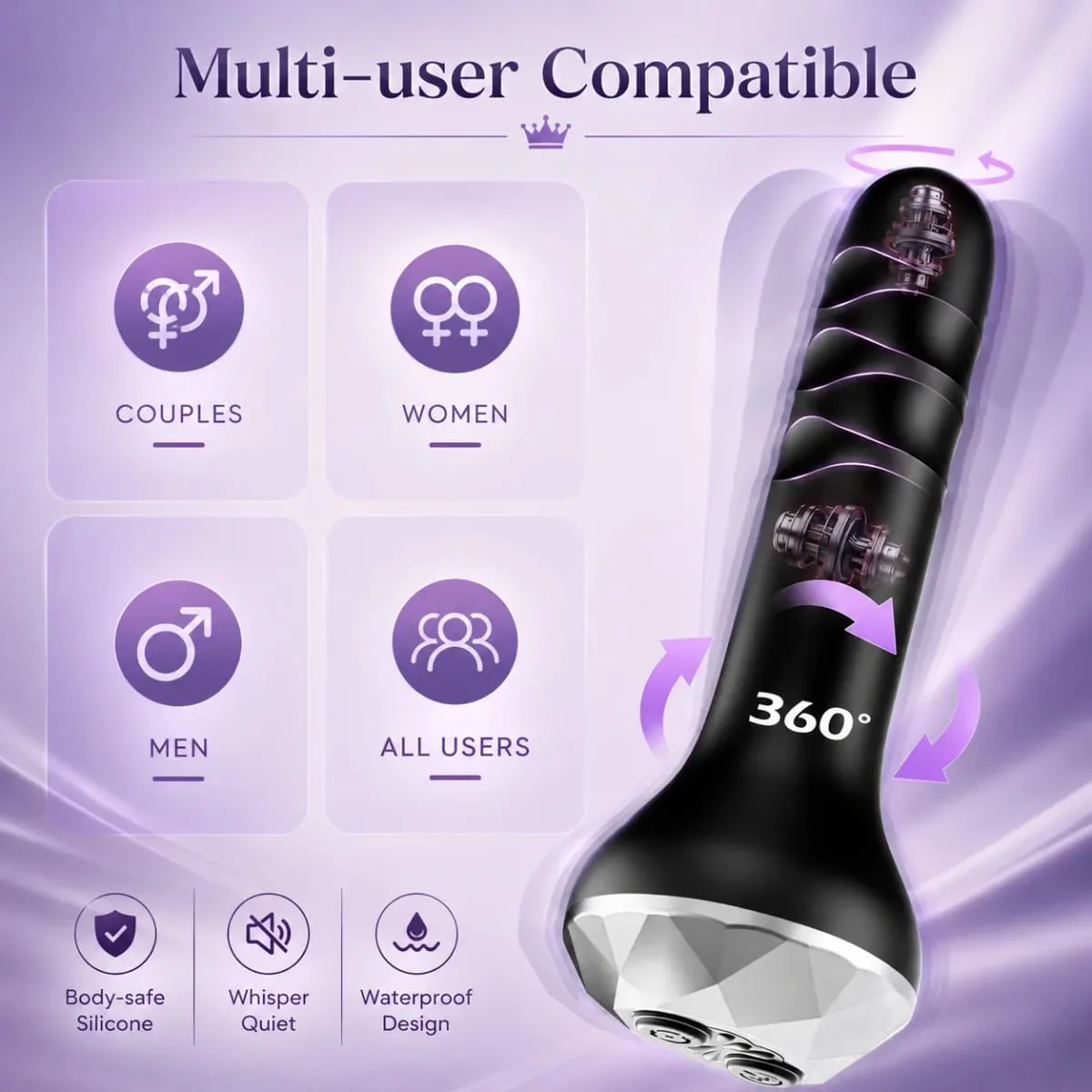 Vibrator Butt Plug Anal Toys Prostate Massager with 10 Vibrating Rotating Beginner-Friendly Anal Plug Sex Toys for Men Women — image 3