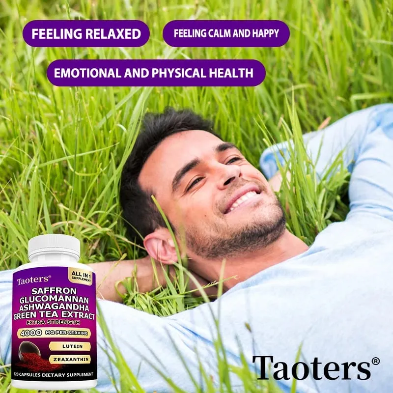Saffron Supplements with Ashwagandha - Mood Balance Stress Relief & Mental Clarity – Cortisol Support for Women & Men