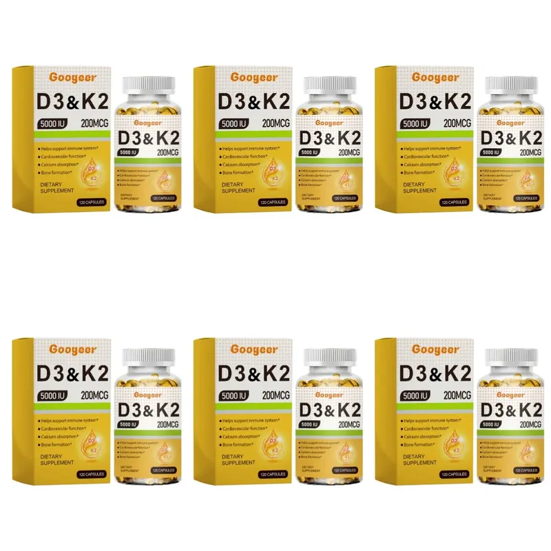 Googeer Vitamin D3 & K2 Capsules with Immune System Support and Bone Formation Support for Calcium Absorption 120 Capsules