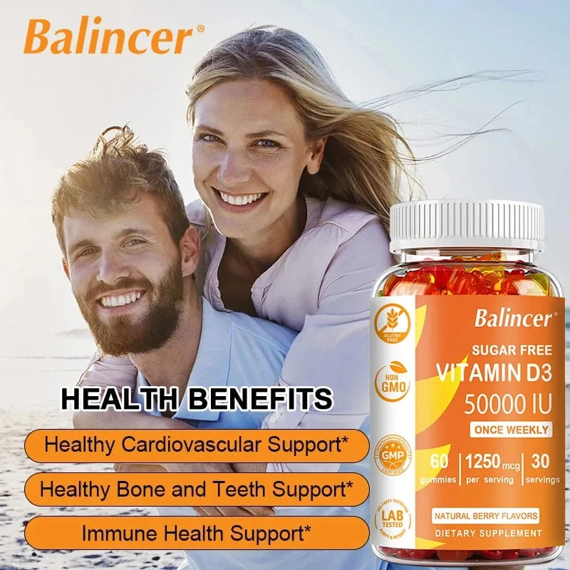 Vitamin D3 Berpotensi Tinggi 50 000 IU - Sokongan Imun Tulang Gigi Jantung dan Kesihatan Saraf Antioksidan - Bebas Gluten Bukan GMO — image 6