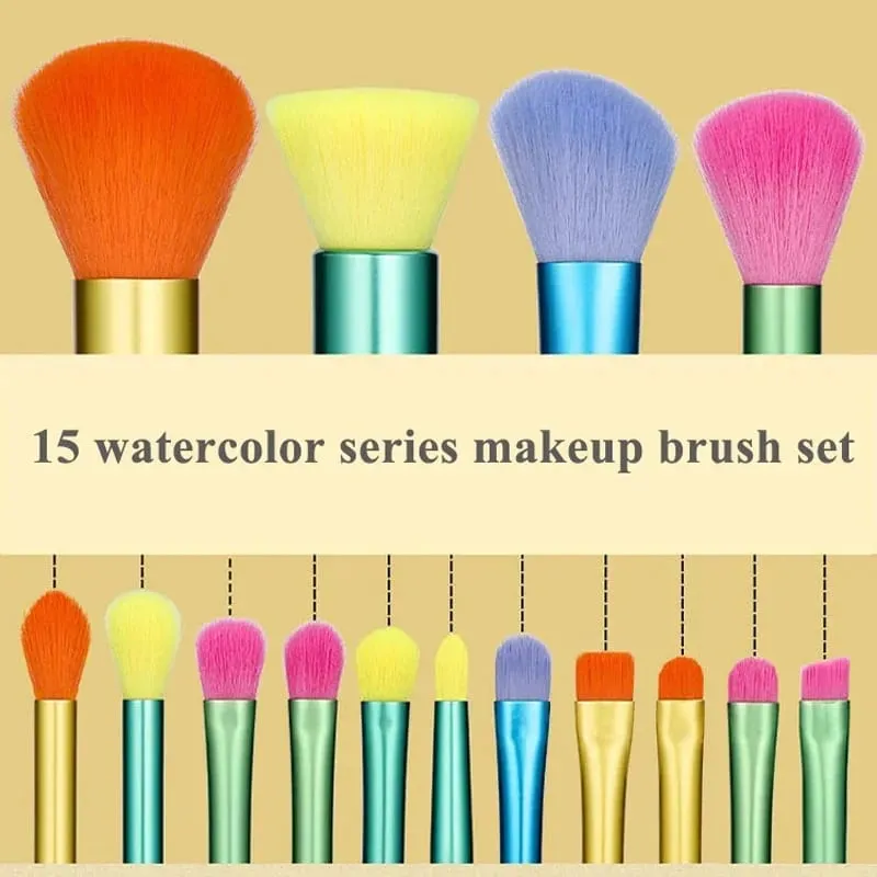 Makeup Brushes 15Pcs Colourful Makeup Brush Set Foundation Contour Blush Concealers Eye Shadow Blending Make Up Brush Kit — image 6
