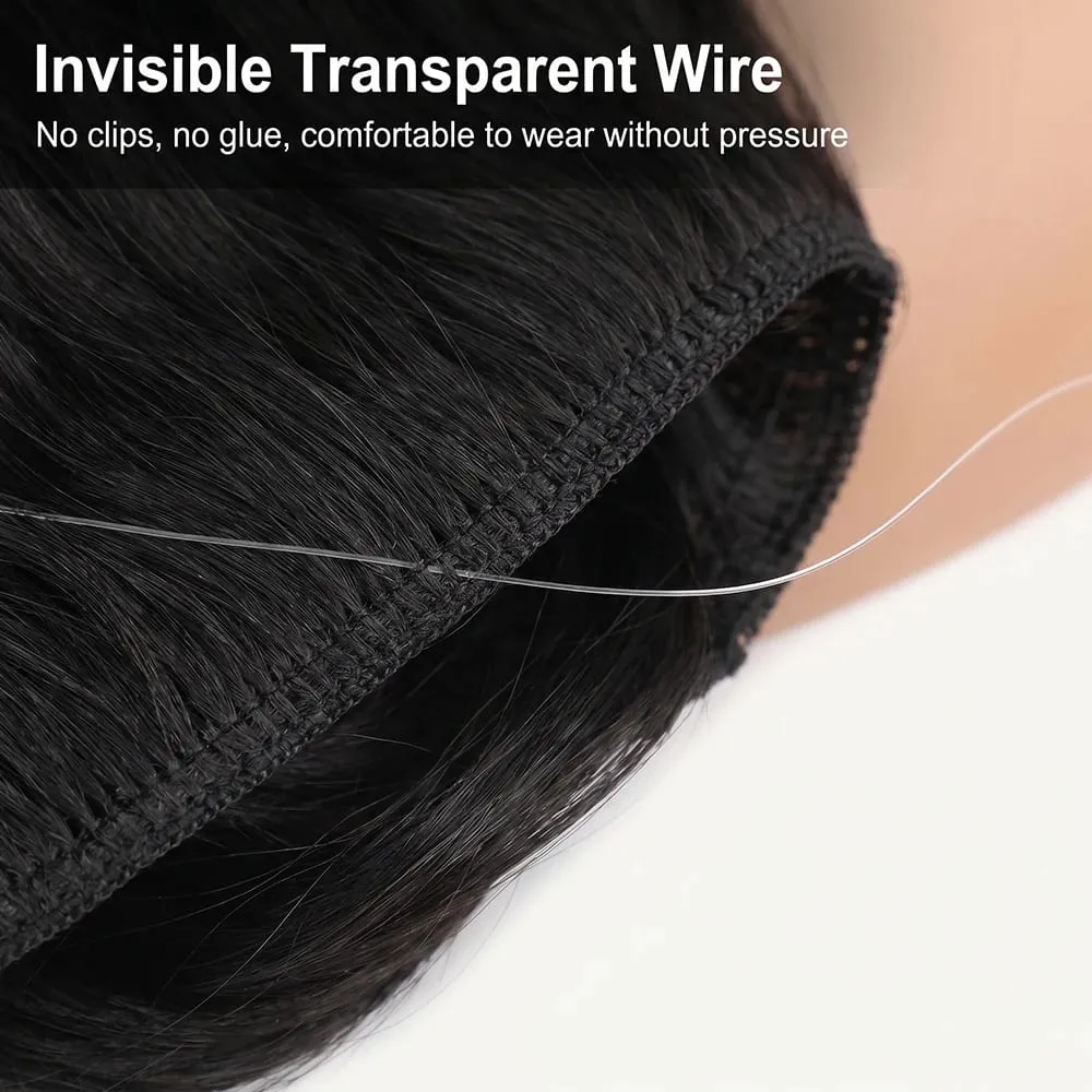 22" Invisible Wire Hair Extensions Water Wave Gray Black No Clip One Piece Synthetic Hairpiece Women Natural Heat Resistant Hot — image 3
