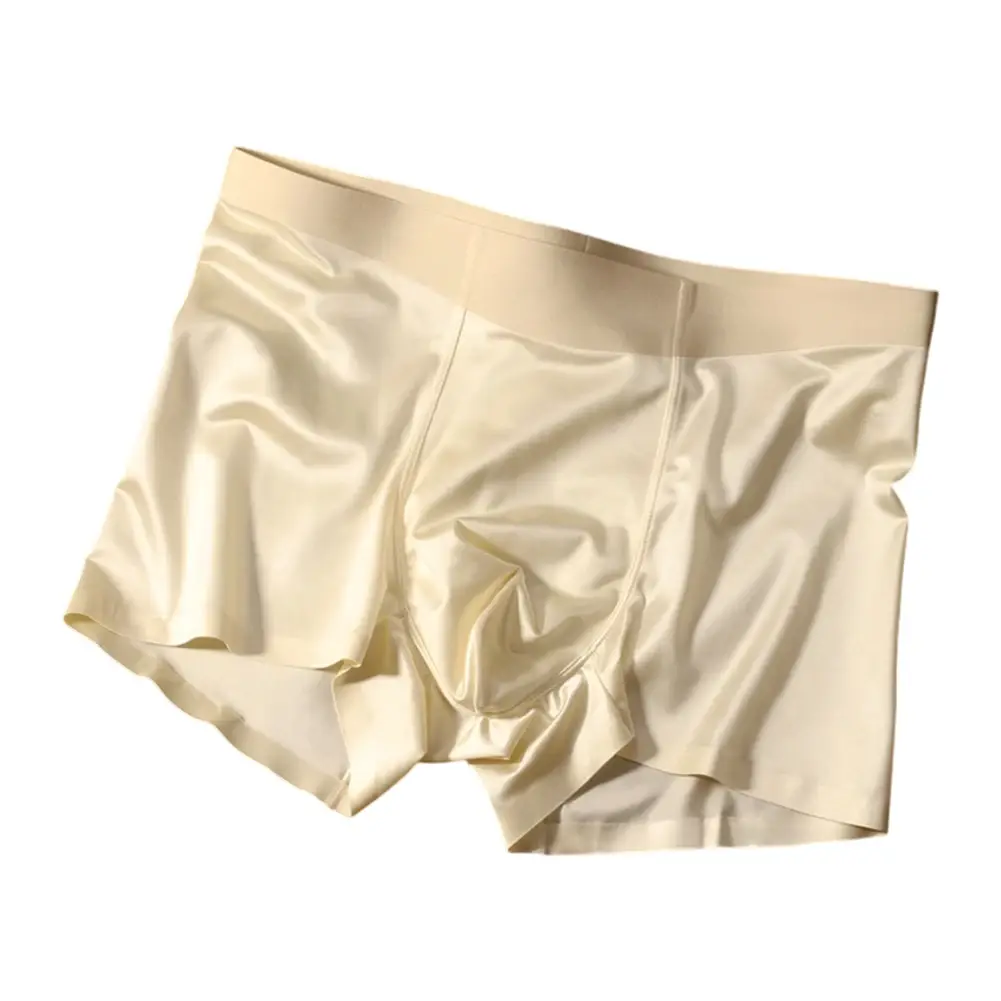 1pc Herren Nahtlose Boxershorts Atmungsaktive Schritt Höschen Eis Seide Boxershorts Bequeme Satin männer Unterwäsche Slips — image 4