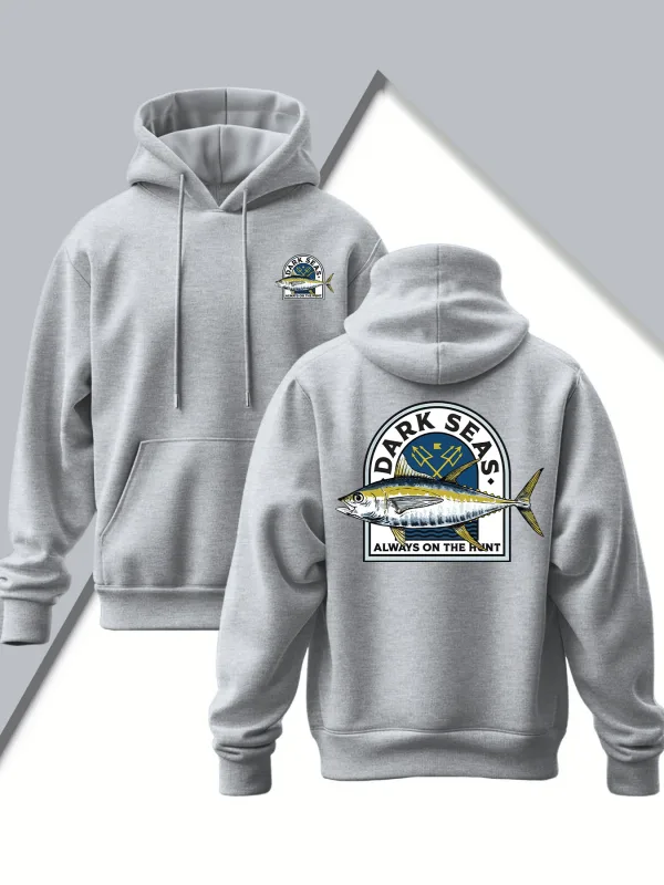 Men'S New Trendy Hooded Sweatshirt Casual Drawstring Hoodie with Print Featuring Yellowfin Tuna Design Front Kangaroo Pocket — image 5