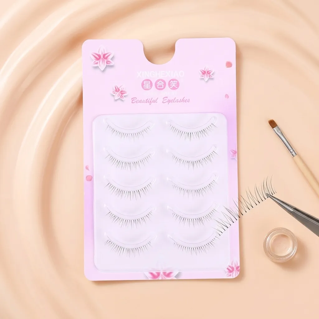 5pairs Clear Band Lower False Eyelashes Natural-look Lashes For Daily Makeup Invisible C Curl Synthetic Fiber Beauty Eye Tool — image 3